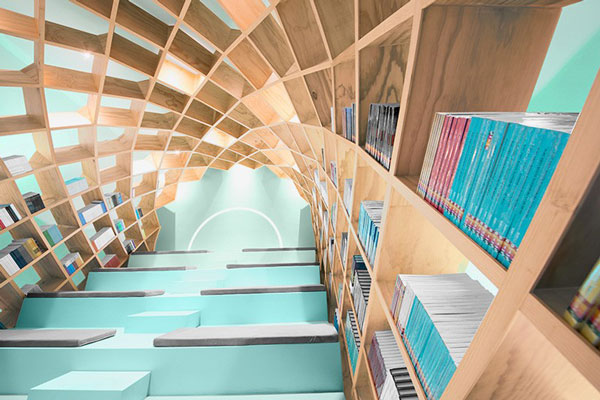 طراحی داخلی خلاقانه کتابخانه monterrey's conarte
