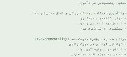 تحلیل زیست‌سیاسی سوادآموزی