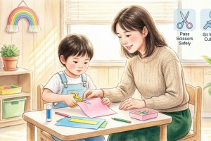 آموزش کار با ابزارهای پرخطر (مانند قیچی) به کودکان پیش‌دبستانی با رعایت اصول ایمنی
