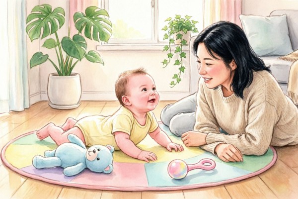 تقویت عضلات گردن و شانه نوزاد: اهمیت «زمان روی شکم بودن» (Tummy Time)