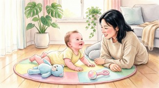 تقویت عضلات گردن و شانه نوزاد: اهمیت «زمان روی شکم بودن» (Tummy Time)